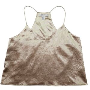 Forever 21 Contemporary Crop Gold Jacquard Top Medium